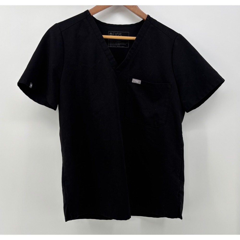 FIGS Catarina One-Pocket Scrub Top Women's Small Black Technical Collection